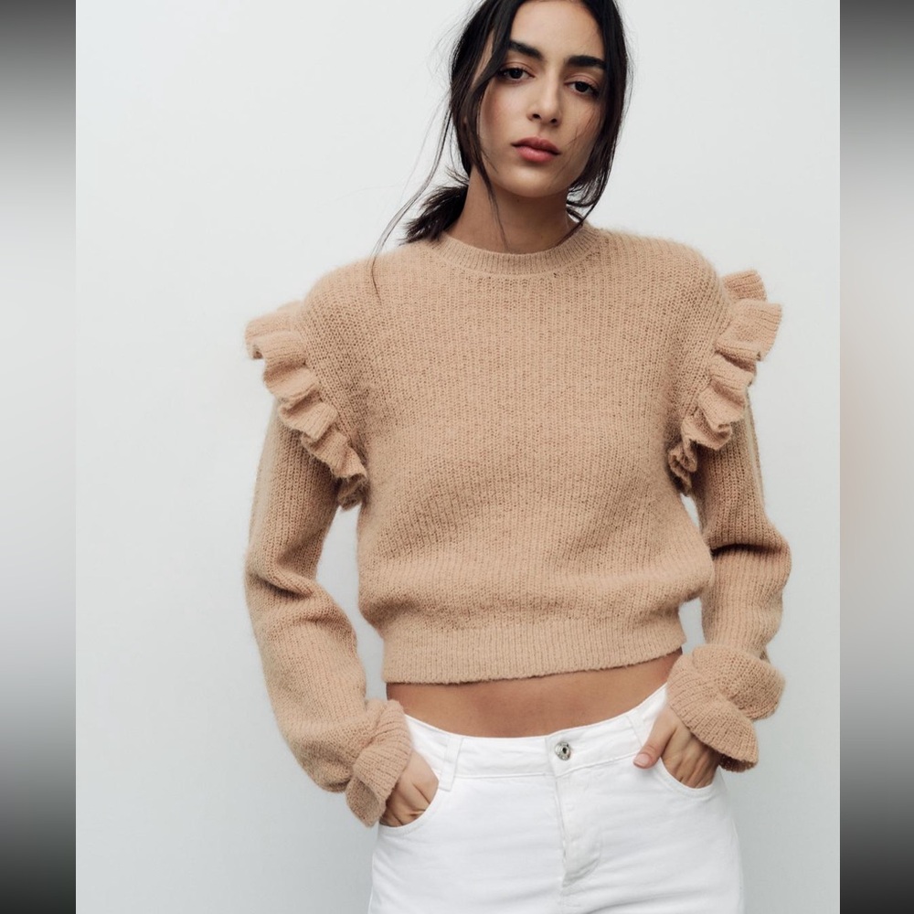 Zara ruffled knit sweater